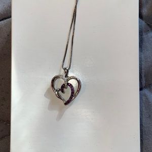 Double Heart Silver Necklace
